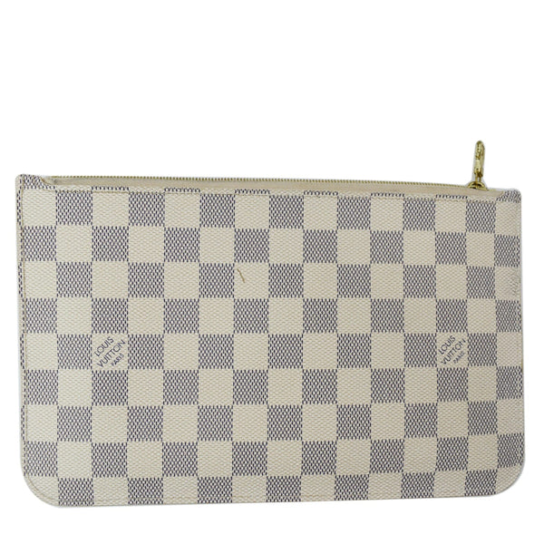 LOUIS VUITTON Neverfull Damier Azur Pochette Wristlet Pouch White
