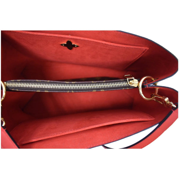 LOUIS VUITTON Flower Monogram Canvas Tote Shoulder Bag Brown/Red