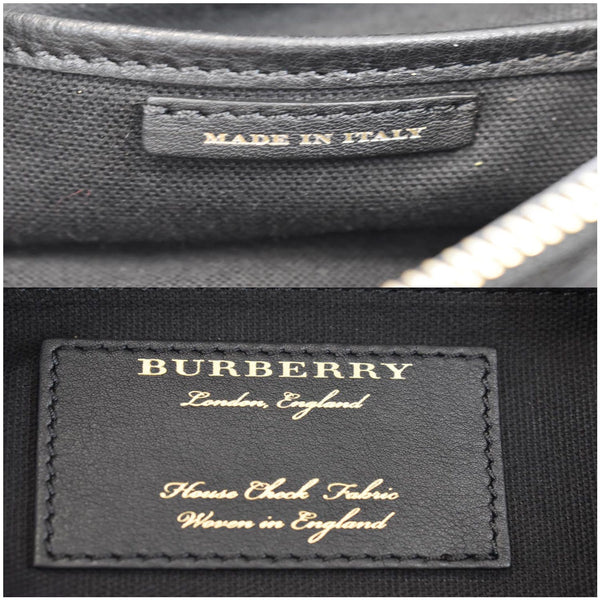 BURBERRY Large Banner House Check Leather Tote Shoulder Bag Black