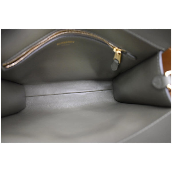 BURBERRY Mini Leather Pocket Tote Bag Dark Fern Green