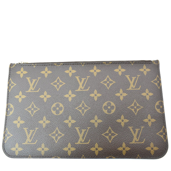 LOUIS VUITTON Neverfull Monogram Canvas Pochette Wristlet Pouch Brown