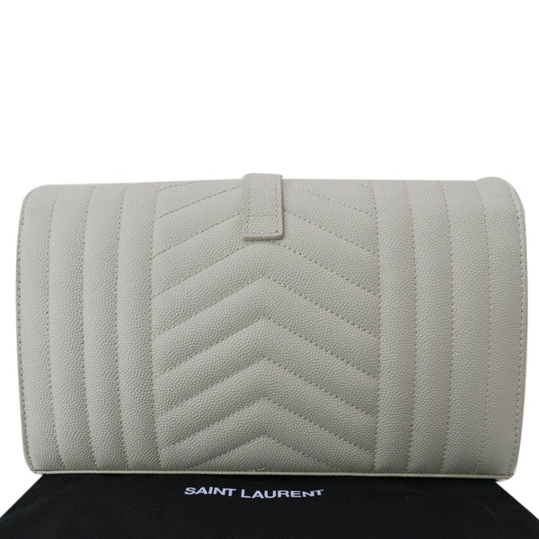 YVES SAINT LAURENT Mix Matelassé Small Grain De Poudre Chain Wallet Crossbody Bag Cream