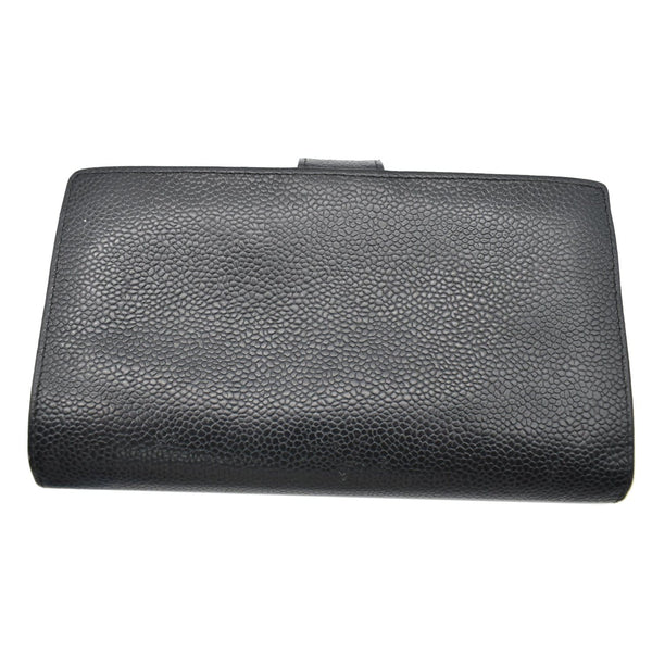 CHANEL Vintage CC Caviar Leather Bifold Wallet Black