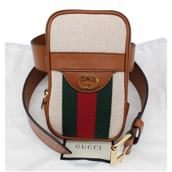 GUCCI Vintage Canvas Phone Case Belt Bag Dark Brown 581519