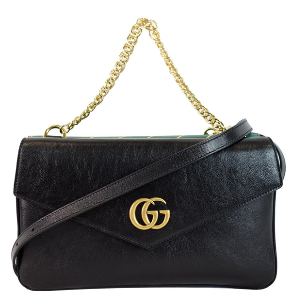 GUCCI Thiara Medium Double Smooth Leather Shoulder Bag Green/Black 524822
