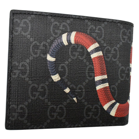 GUCCI Supreme Monogram Kingsnake Print Bifold Wallet Black 451268