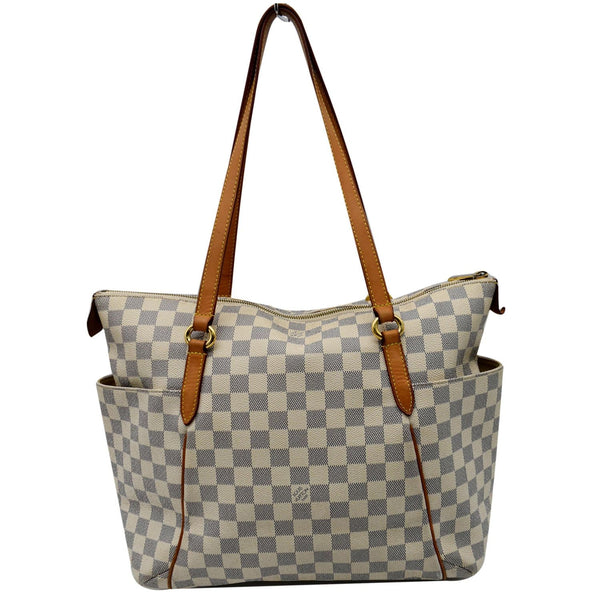 LOUIS VUITTON Totally MM Damier Azur Shoulder Bag White