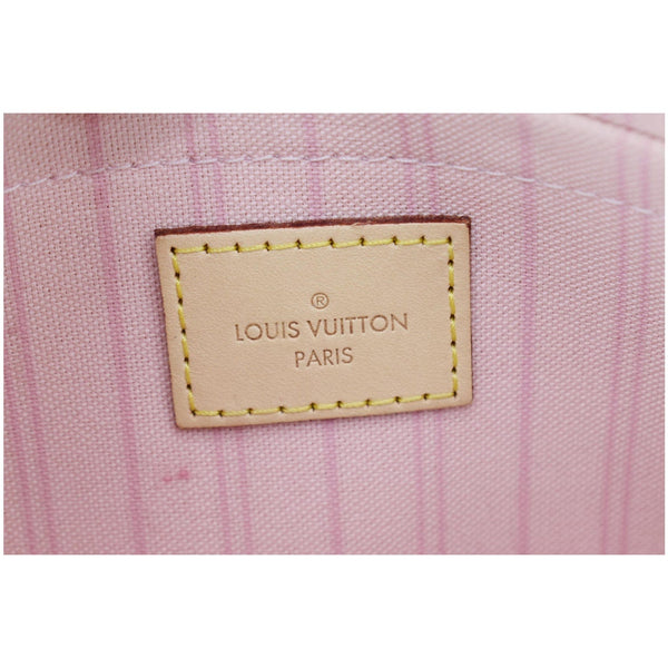 LOUIS VUITTON Neverfull MM Damier Azur Pochette Wristlet Pouch Rose Ballerine