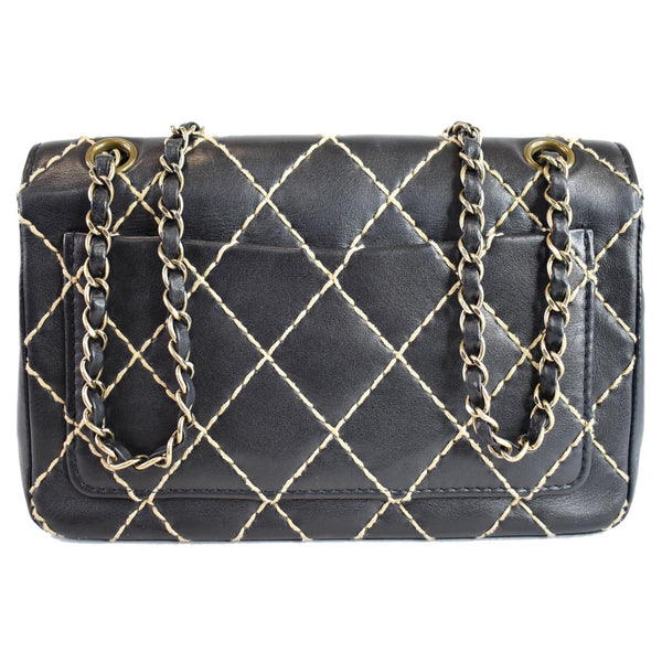 CHANEL Wild Stitch Quilted Calfskin Flap Shoulder Bag Black