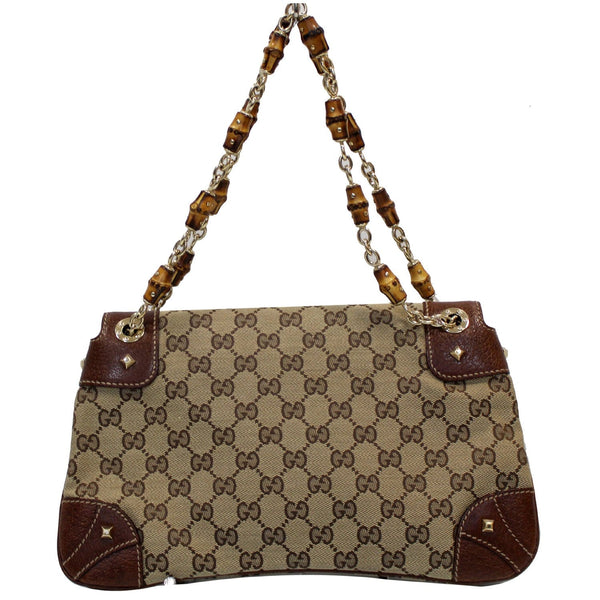 GUCCI Bambo Chain GG Signature Canvas Chain Shoulder Bag Beige 137391