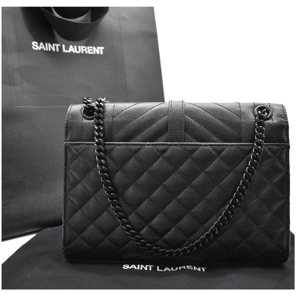 YVES SAINT LAURENT Envelope Mix Matelassé Chain Medium Leather Crossbody Bag Black