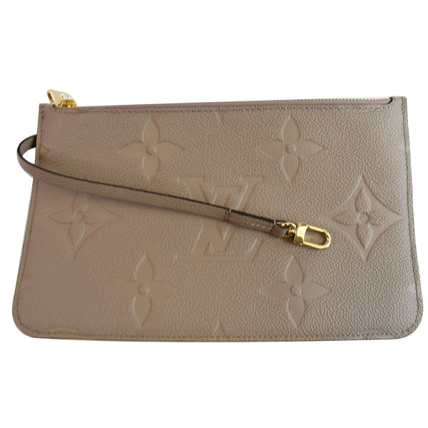 LOUIS VUITTON Empreinte Monogram Neverfull MM Pochette Wristlet Pouch Beige