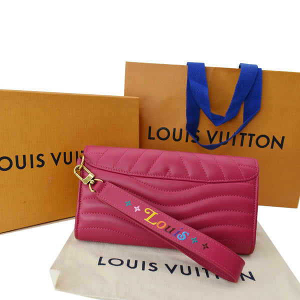 LOUIS VUITTON Love Lock New Wave Long Leather Wallet Pink