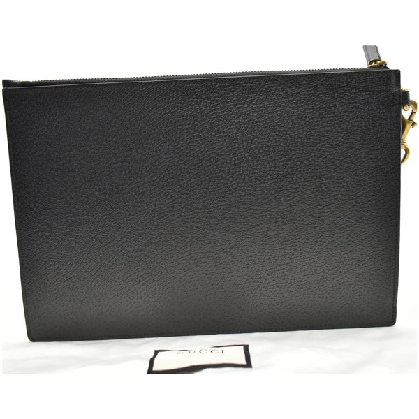 GUCCI Agora Web Leather Pouch Clutch Bag Black 428758