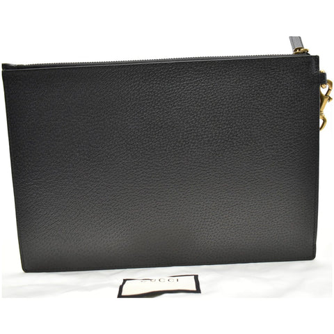 GUCCI Agora Web Leather Pouch Clutch Bag Black 428758