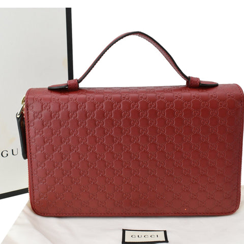 GUCCI Microguccissima GG Leather Double Zip Large Wallet Red 544250