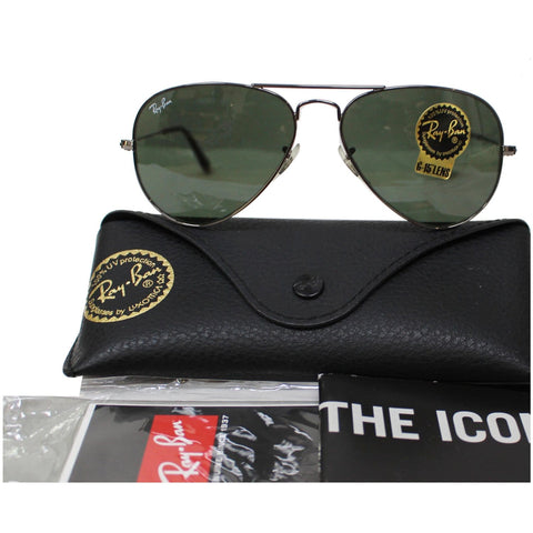 RAY-BAN Aviator 3025 Sunglasses Crystal Green G-15 Lens