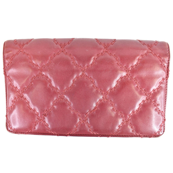 CHANEL CC Wild Stitch Lambskin Leather Wallet Red - Last call