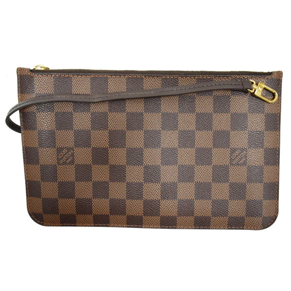 LOUIS VUITTON Neverfull GM Damier Ebene Pochette Wristlet Pouch Brown