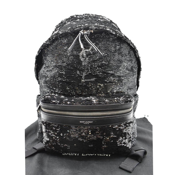 YVES SAINT LAURENT Mini City Sequin Leather Backpack Bag Black