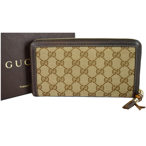 Gucci Bamboo GG Canvas Zippy Organizer Wallet full view