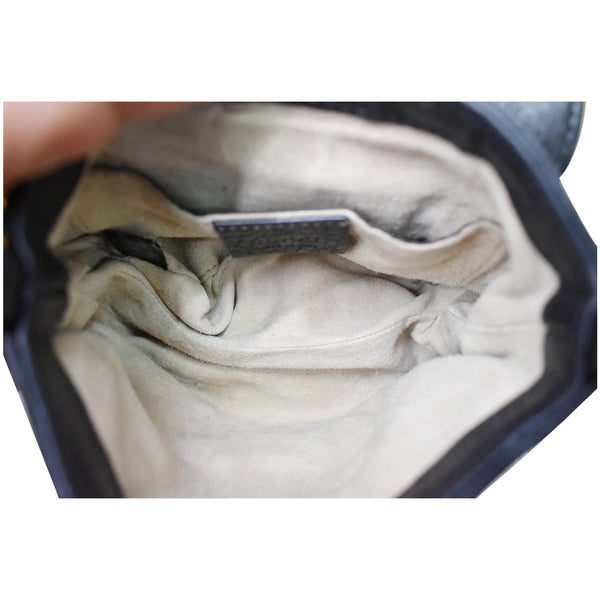 GUCCI Small 1973 Pebbled Leather Chain Crossbody Bag Black 251821