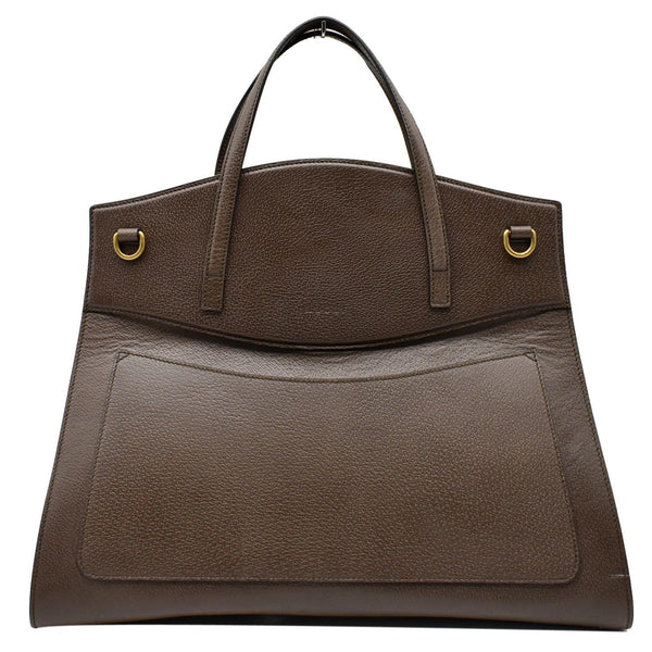 GUCCI Butterfly Linea Totem Leather Large Top Handle Shoulder Bag Brown 500772