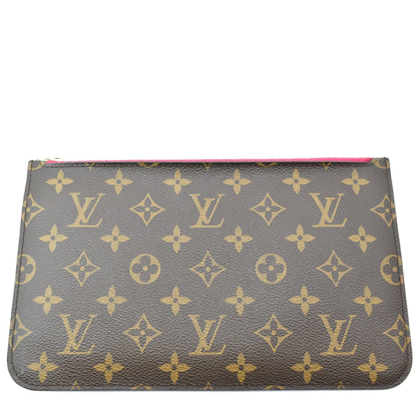 LOUIS VUITTON Neverfull Monogram Canvas Pochette Wristlet Pouch Brown