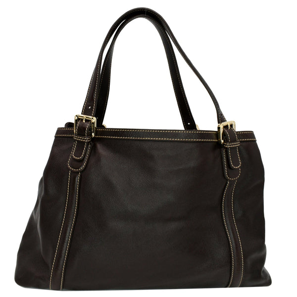 GUCCI Britt Leather Tote Bag Dark Brown 162094