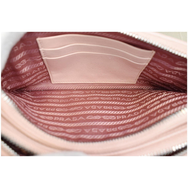 PRADA Nappa Mini Impunture Bandoliera Chain Leather Crossbody Bag Orchidea