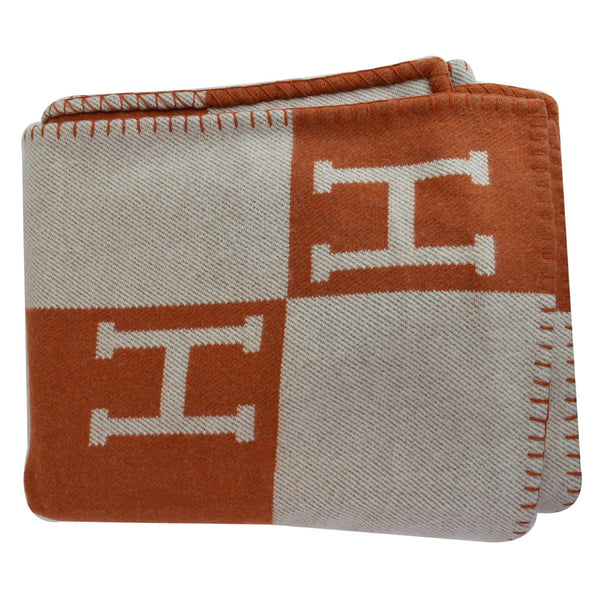 HERMES Avalon Throw Wool Blanket Orange
