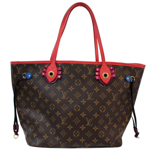 LOUIS VUITTON Neverfull MM Totem Monogram Canvas Tote Shoulder Bag Red