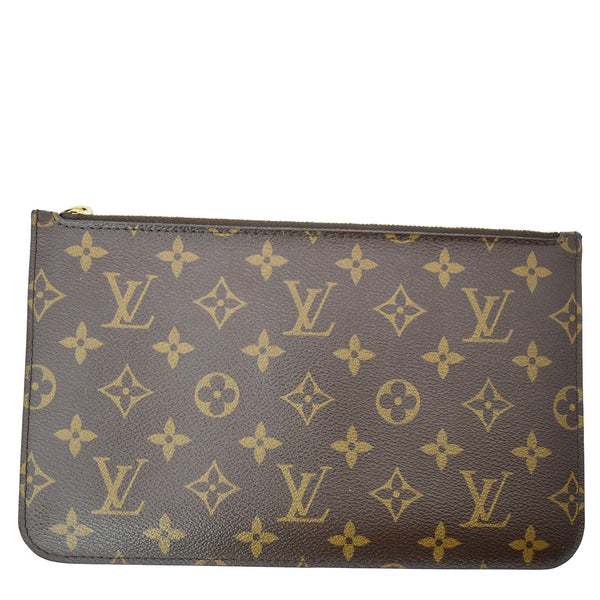 LOUIS VUITTON Neverfull MM Monogram Canvas Pochette Wristlet Pouch Brown