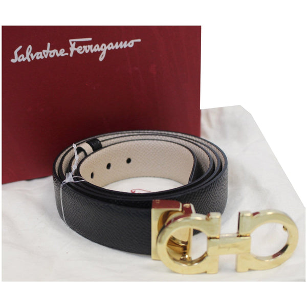 SALVATORE FERRAGAMO Gancini Buckle Reversible Belt Black Size 39