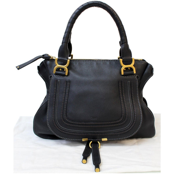 CHLOE Medium Marcie Calfskin Leather Satchel Bag Black