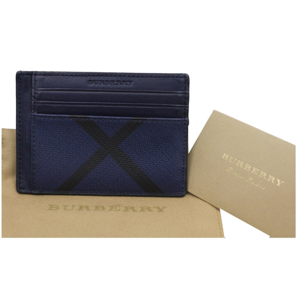 BURBERRY London Check Money Clip Card Case Navy/Black