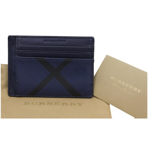 BURBERRY London Check Money Clip Card Case Navy/Black