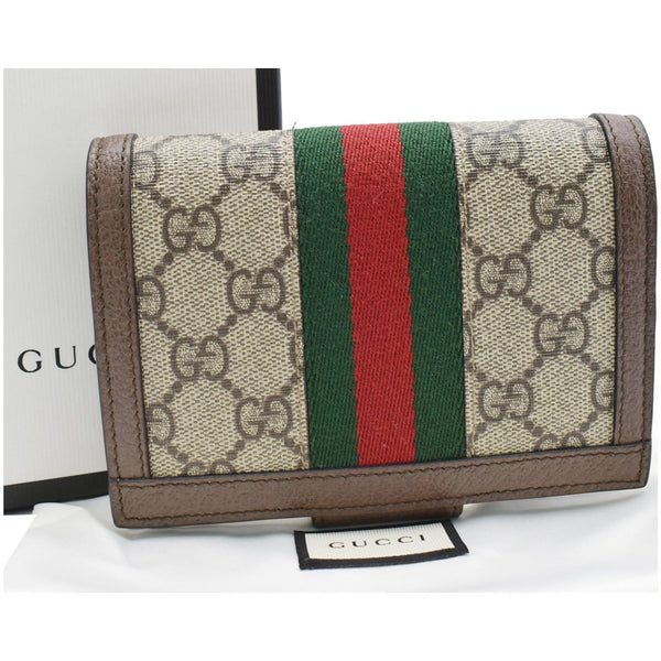 GUCCI Ophidia GG Supreme Monogram Web Passport Case Wallet Beige 598914