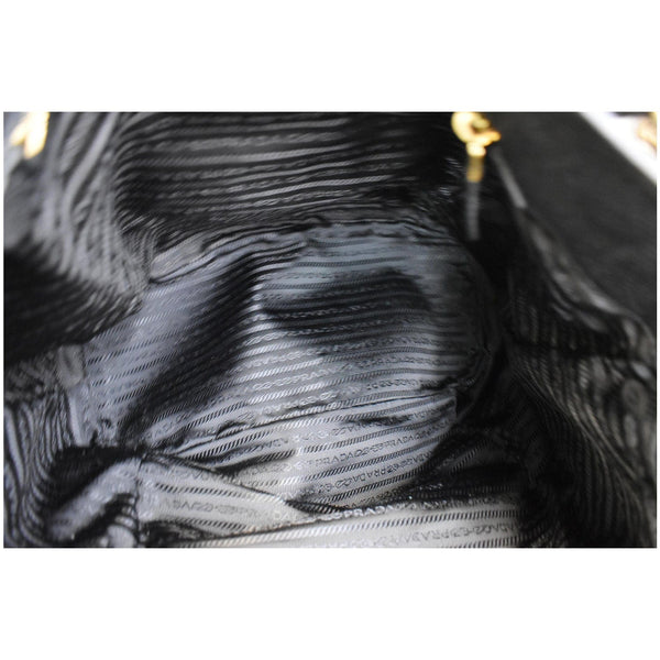 PRADA Sughero Vitello Daino Leather Tote Shoulder Bag Black