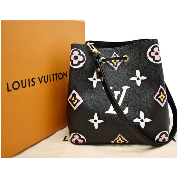 LOUIS VUITTON NeoNoe MM Wild At Heart Monogram Canvas Shoulder Bag Black