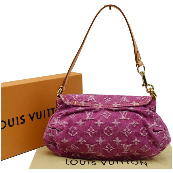 LOUIS VUITTON Mini Pleaty Monogram Denim Shoulder Handbag Fuchsia