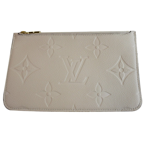 LOUIS VUITTON Empreinte Monogram Neverfull MM Pochette Wristlet Cream