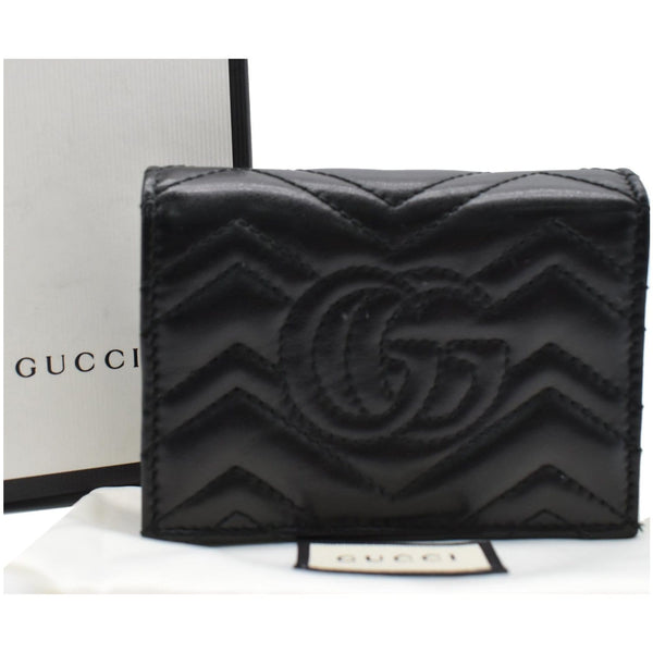 Gucci Marmont GG Matelasse Leather Card Case Wallet Black 466492