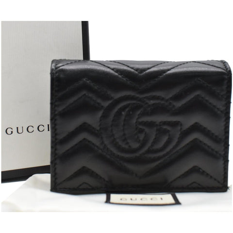 Gucci Marmont GG Matelasse Leather Card Case Wallet Black 466492