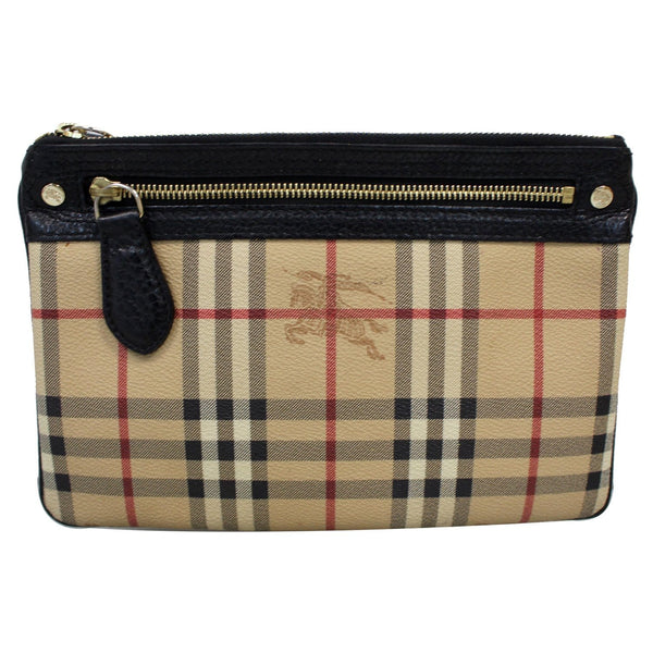 BURBERRY Nova Vintage Check Leather Zippy Pouch Beige