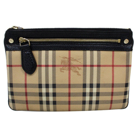 BURBERRY Nova Vintage Check Leather Zippy Pouch Beige