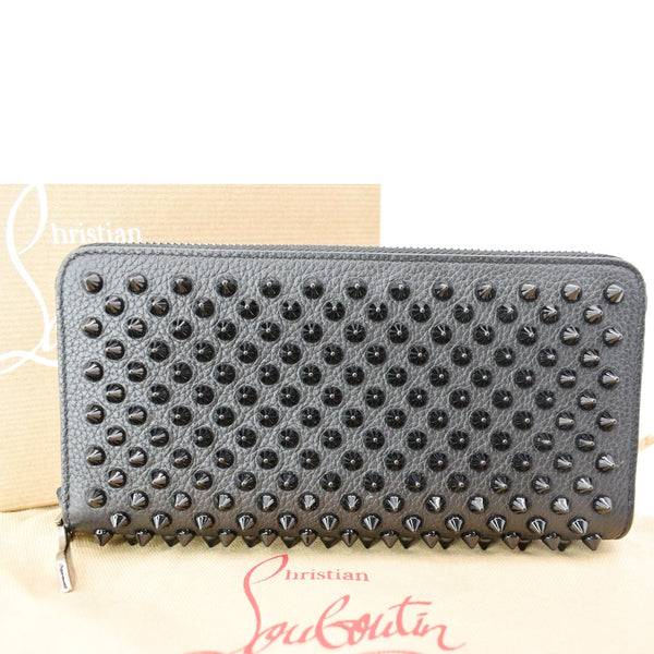 CHRISTIAN LOUBOUTIN Spike Panettone Leather Zippy Wallet Black - sold