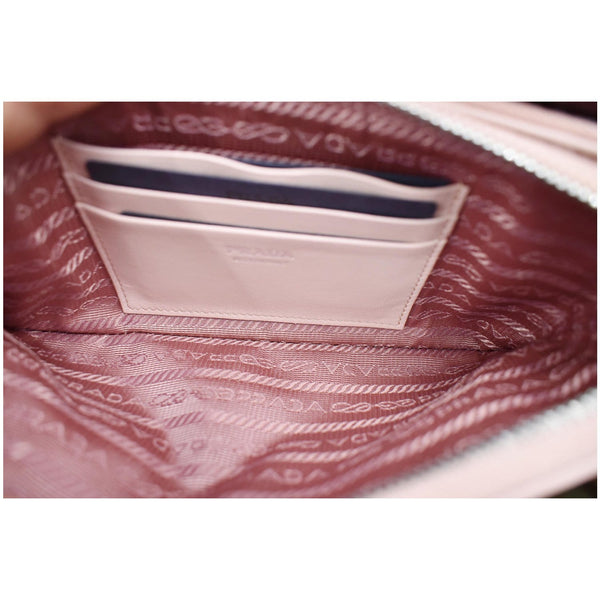 PRADA Nappa Mini Impunture Bandoliera Chain Leather Crossbody Bag Orchidea