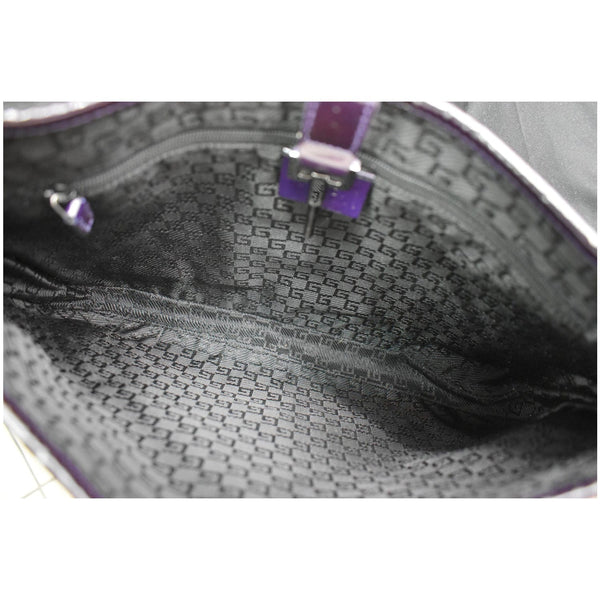 GUCCI Jackie Patent Leather Shoulder Bag Dark Purple 001-3306