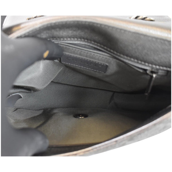 CHANEL Casual Pocket Flap Caviar Messenger Shoulder Bag Silver